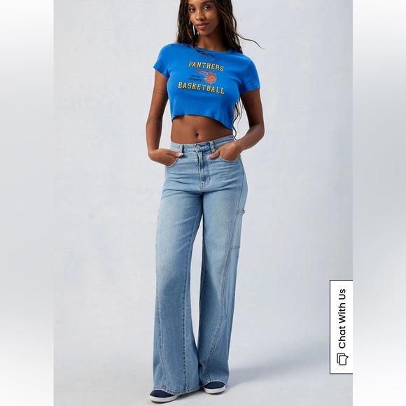 PacSun Denim - PacSun Murphy Denim Jean Paneled Wide Leg Baggy Eco Stretch Medium Indigo SZ 26